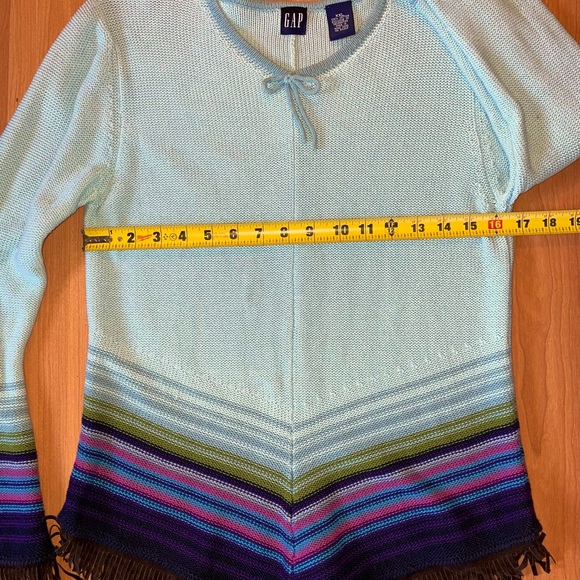 Gap Kids Y2K cotton sweater, XXL. Tribal influence angular stripes and fringe. - Picture 4 of 7